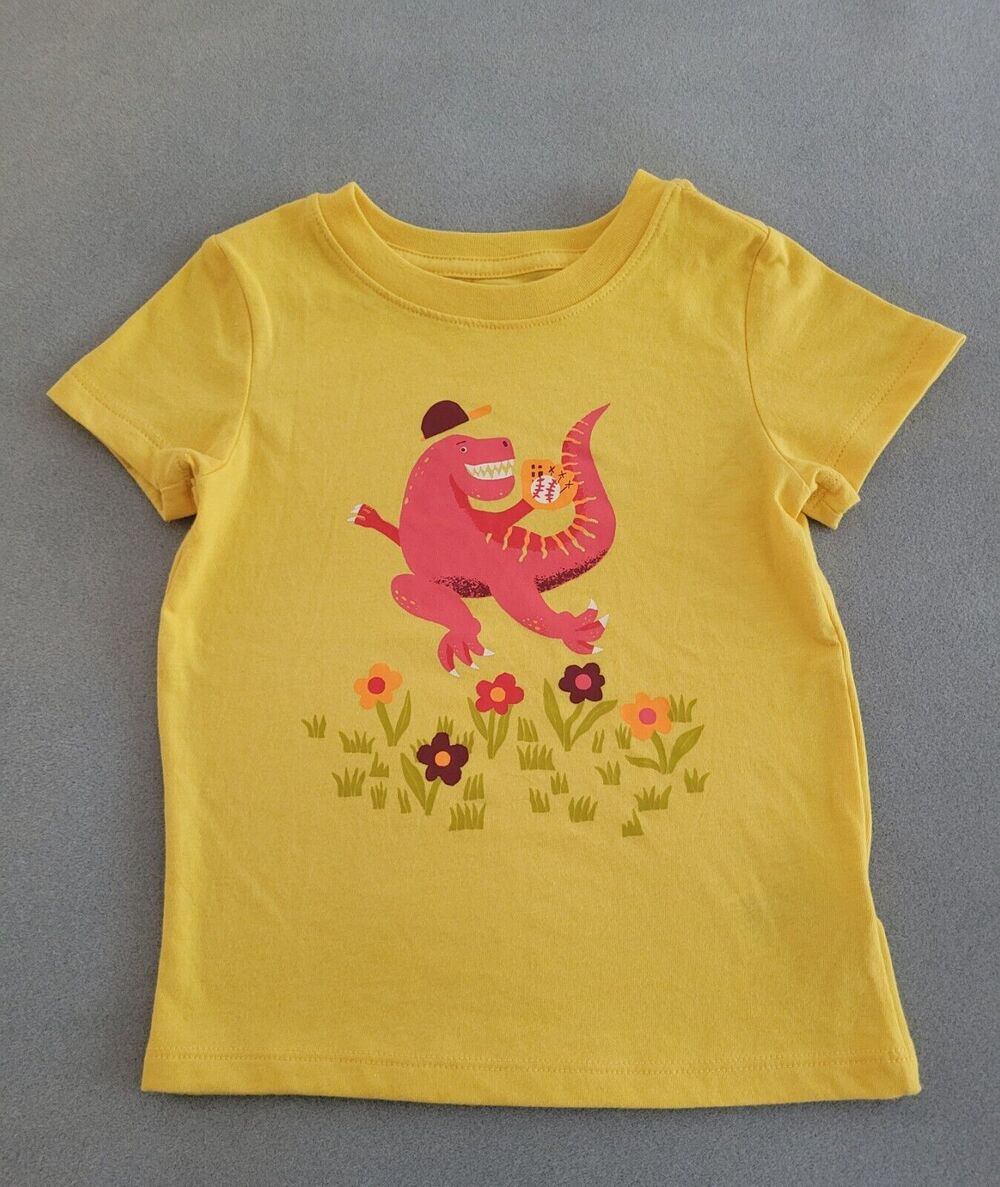CAT & JACK Infant Dinosaur Graphic, Yellow, Short Sleeve T-Shirt-18M -New w/Tags
